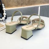 ゴールドモチーフ付きスクエアヒールサンダル ラインストーン ミュール | LADY LIKE | 詳細画像11