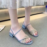 ゴールドモチーフ付きスクエアヒールサンダル ラインストーン ミュール | LADY LIKE | 詳細画像2