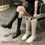 センターステッチロングブーツ シンプル ローヒール | LADY LIKE  | 詳細画像1 