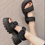 ブラック | 厚底ベルクロサンダル | LADY LIKE 