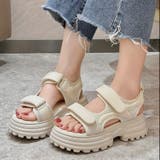 オフホワイト | 厚底ベルクロサンダル | LADY LIKE 