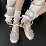 ホワイト | 【春夏新作】バレーシューズ風ガーリースニーカー | LADY LIKE 