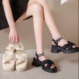 【春夏新作】パール付きストラップ厚底サンダル | LADY LIKE  | 詳細画像1 