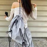 リボン付きサテン巾着ナップザック | LADY LIKE | 詳細画像6