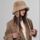 ベージュ | 耳当て付き2WAYフェイクファーバケットハット | LADY LIKE