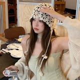 サイドストラップクロシェ編みニット帽 | LADY LIKE  | 詳細画像7 
