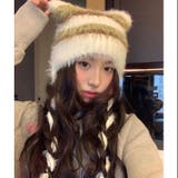 シャギーボーダー猫耳ニット帽 | LADY LIKE  | 詳細画像2 