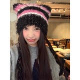 シャギーボーダー猫耳ニット帽 | LADY LIKE  | 詳細画像4 
