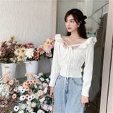 2wayケーブルフリルニット 韓国ファッション ワンカラー | Sibra | 詳細画像2 
