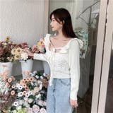 2wayケーブルフリルニット 韓国ファッション ワンカラー | Sibra | 詳細画像6 