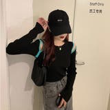 ブラック | ニットトップス 韓国ファッション シンプル | Sibra