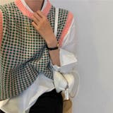 ピンク | 幾何学柄 ニットベスト 韓国ファッション | Sibra