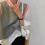 幾何学柄 ニットベスト 韓国ファッション | Sibra | 詳細画像12