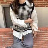 幾何学柄 ニットベスト 韓国ファッション | Sibra | 詳細画像17