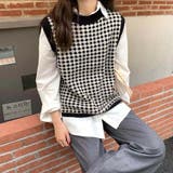 幾何学柄 ニットベスト 韓国ファッション | Sibra | 詳細画像18