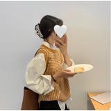 幾何学柄 ニットベスト 韓国ファッション | Sibra | 詳細画像4
