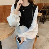 ボリュームスリーブドッキングニットベストブラウス ニット 可愛い | Sibra | 詳細画像14