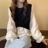 ボリュームスリーブドッキングニットベストブラウス ニット 可愛い | Sibra | 詳細画像17