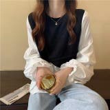 ボリュームスリーブドッキングニットベストブラウス ニット 可愛い | Sibra | 詳細画像20