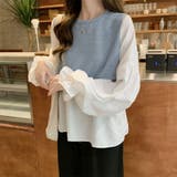 ボリュームスリーブドッキングニットベストブラウス ニット 可愛い | Sibra | 詳細画像8