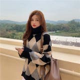 アーガイル柄ハイネックニット 韓国ファッション 韓国 | Sibra | 詳細画像4 
