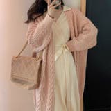 ピンク | ケーブルニットロングカーディガン 韓国ファッション Vネック | Sibra