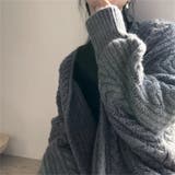 ケーブルニットロングカーディガン 韓国ファッション Vネック | Sibra | 詳細画像9 