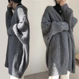 ケーブルニットロングカーディガン 韓国ファッション Vネック | Sibra | 詳細画像16 