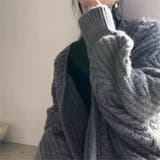 ケーブルニットロングカーディガン 韓国ファッション Vネック | Sibra | 詳細画像3 