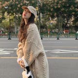 ケーブルニットロングカーディガン 韓国ファッション Vネック | Sibra | 詳細画像4 