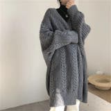 ケーブルニットロングカーディガン 韓国ファッション Vネック | Sibra | 詳細画像6 