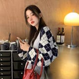 アーガイル柄カーディガン 韓国ファッション オシャレ | Sibra | 詳細画像2