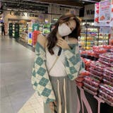 アーガイル柄カーディガン 韓国ファッション オシャレ | Sibra | 詳細画像17