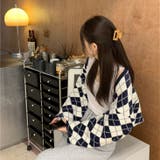 アーガイル柄カーディガン 韓国ファッション オシャレ | Sibra | 詳細画像3