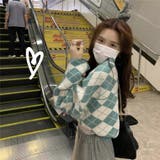 アーガイル柄カーディガン 韓国ファッション オシャレ | Sibra | 詳細画像19