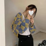 ブルー | アーガイル柄カーディガン 韓国ファッション オシャレ | Sibra