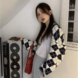 アーガイル柄カーディガン 韓国ファッション オシャレ | Sibra | 詳細画像6