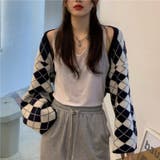 アーガイル柄カーディガン 韓国ファッション オシャレ | Sibra | 詳細画像7