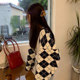 アーガイル柄カーディガン 韓国ファッション オシャレ | Sibra | 詳細画像8