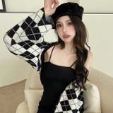 ブラック | アーガイル柄カーディガン 韓国ファッション オシャレ | Sibra