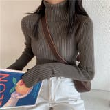 グレ－ | ハイネックニット 韓国ファッション ワンカラー | Sibra