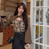 ショート丈ドッキングトップス 韓国ファッション セクシー | Sibra | 詳細画像1 