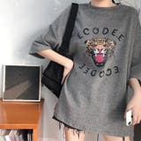 ダークグレー | ルーズシルエットプリントTシャツ 韓国ファッション カジュアル | Sibra