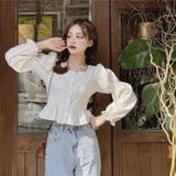 バックシャーリングブラウス 韓国ファッション ワンカラー | Sibra | 詳細画像8 