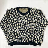 ブラック1 | フラワ-柄ニットプルオーバー 韓国ファッション 可愛い | Sibra