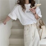 ホワイト | 即効カジュアル感。ロゴTシャツ オーバーサイズ 韓国ファッション | Sibra
