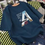 ブルー | オーバーサイズ ロングT 大きめ 爽やか カットソー 通勤 カジュアル 半袖 | Sibra