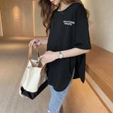 ブラック | オーバーサイズプリントTシャツ オーバーサイズ プリントTEE | Sibra