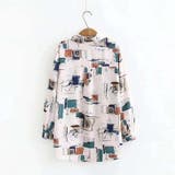 ホワイト | プリントシャツ長袖 柄シャツ  レトロ デザインシャツ | Sibra