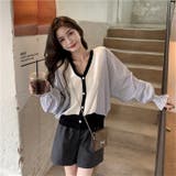 ドッキングカーディガン 韓国ファッション Vネック | Sibra | 詳細画像16 